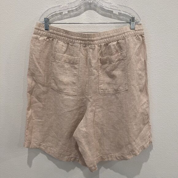 Lands End Drawstring 100% Linen Shorts Womens Sz 1X (16-18)High Rise Tan - Picture 4 of 7